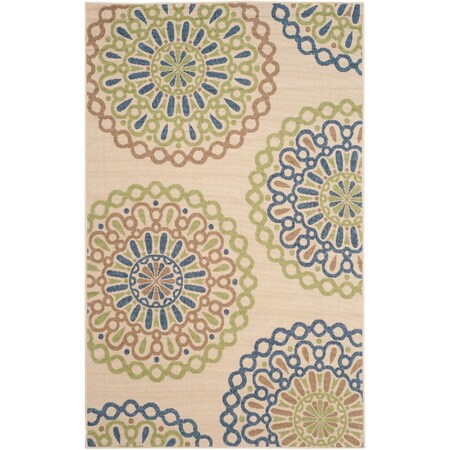 Safavieh 7 x 10 ft. Veranda Power Loomed Outdoor Rectangle Area Rug Cream & Blue VERB092D-7